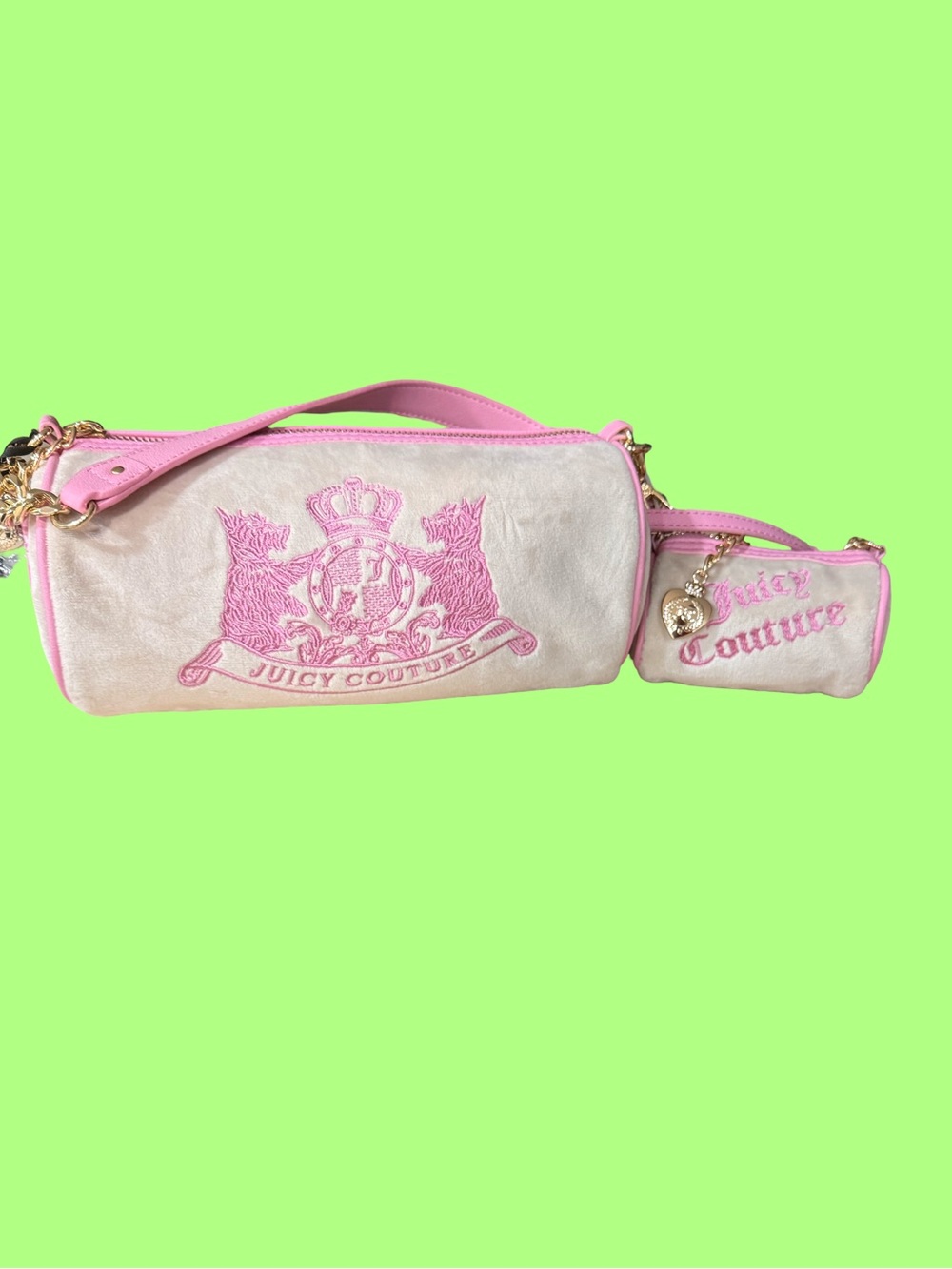 Juicy Couture Cream and Pink Shoulder Bag with Detachable Mini Pouch